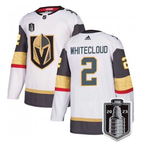 Mens Vegas Golden Knights #2 Zach Whitecloud White 2023 Stanley Cup Final Stitched Jersey Dzhi